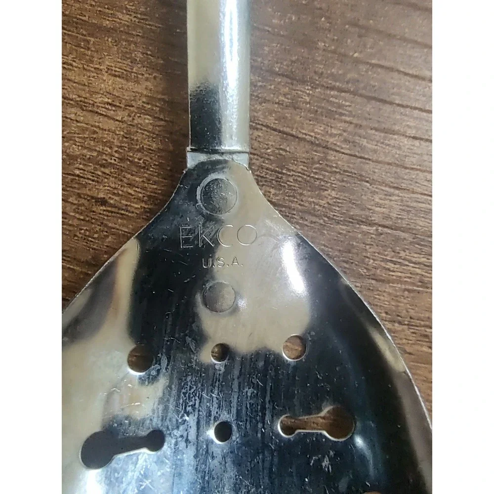 Ekco Slotted Serving Spoon Chromium Plated Black Handle 12
